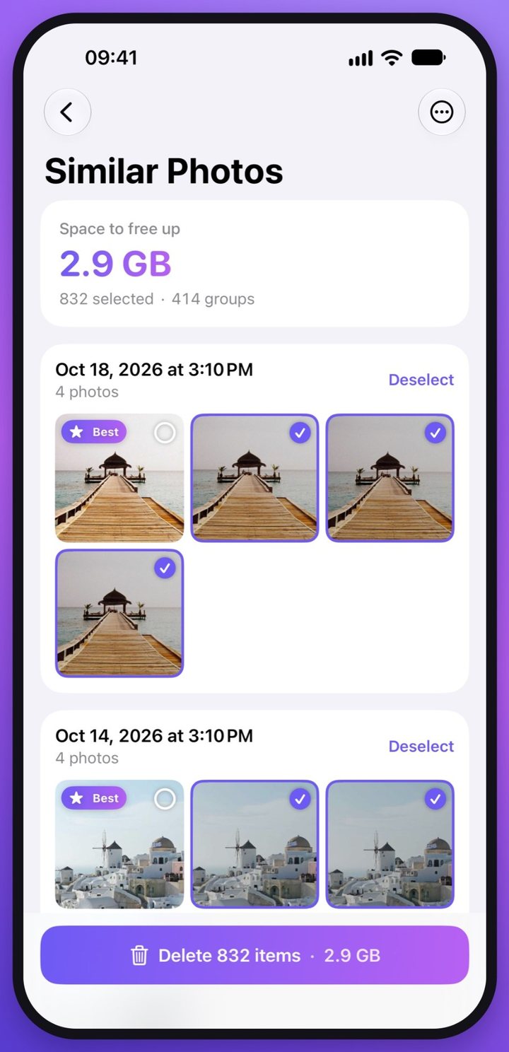 Similar Photos with the best shot of each group marked